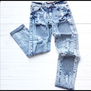 HotKiss Acid Wash Heavily Distressed Jeans size 4